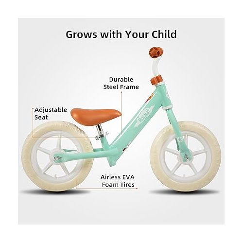  JOYSTAR 12 Inch Kids Balance Bike for 2 3 4 5 Years Old Boys Girls, Lightweight Toddler Balance Bikes with Adjustable Handlebar and Seat, Lightweight Gift Bike