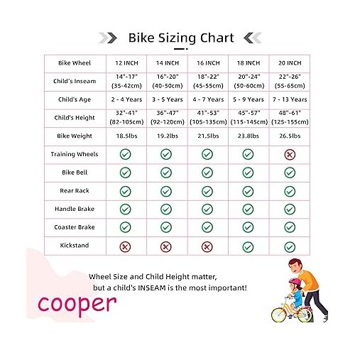  JOYSTAR Cooper Kids Bike, 12-20 Inch Girls Bike with Training Wheels, Princess Kids Bicycle for Girls Toddlers of 2-12 Years, Turquoise & Pink