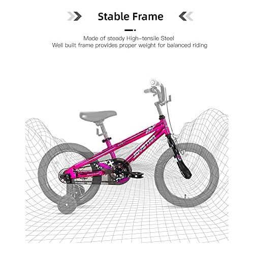  JOYSTAR Pluto Kids Bike for 2 13 Year Old Boys & Girls with Training Wheels for 12 14 16 18 20 inch Bikes, Kickstand for 18 20 inch BMX Freestyle Bicycle