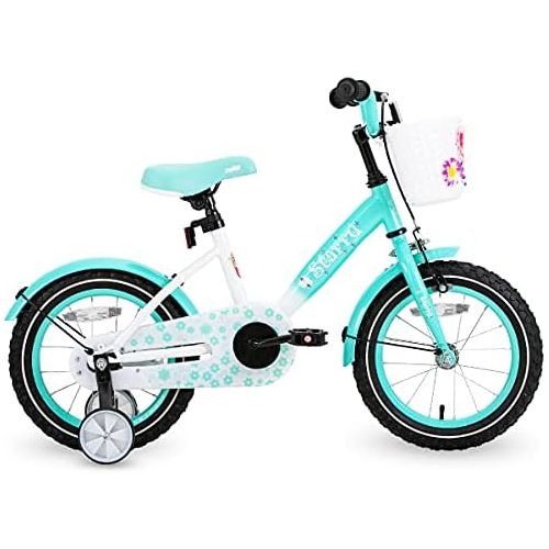  JOYSTAR Starry 14 16 18 Inch Kids Bike for Ages 3 8 Years Old Girls with Training Wheels and Basket, Girl Bicycle with Handbrake and Fenders, Kids Bicycles