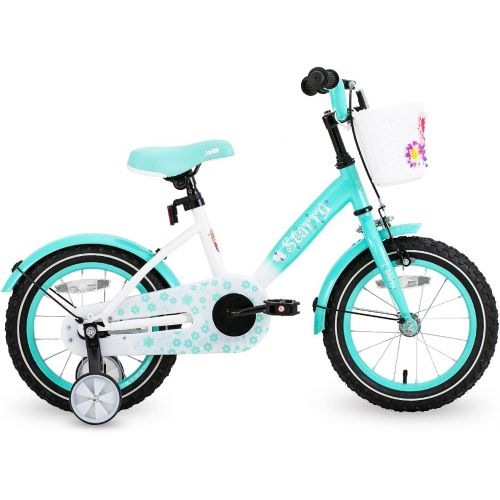  JOYSTAR Starry 14 16 18 Inch Kids Bike for Ages 3 8 Years Old Girls with Training Wheels and Basket, Girl Bicycle with Handbrake and Fenders, Kids Bicycles