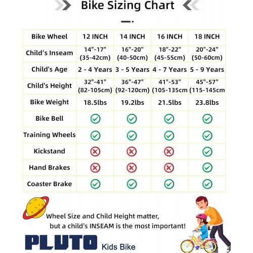  JOYSTAR Pluto Kids Bike with Training Wheels for 12 14 16 18 inch Bike, Kickstand for 18 inch Bike (Black Blue Red Green Orange Pink)