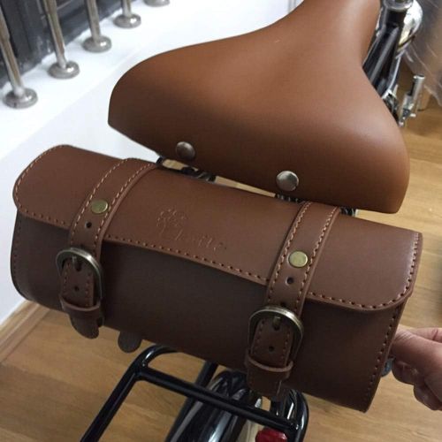  JOYSTAR Bicycle Bags Handlebar Under Seat Retro Classical Mountain MTB Road Bike Leather Bag for Cell Phone Saddle Tail Rear Pouch Seat Storage Objects Box Cycling Case Carry Acces