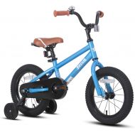 JOYSTAR Totem Kids Bike for 2-9 Years Old Boys Girls, BMX Style Kid Bicycles 12 14 16 18 Inch with Training Wheels, 18 Inch Children Bikes with Kickstand and Handbrake, Blue Ivory