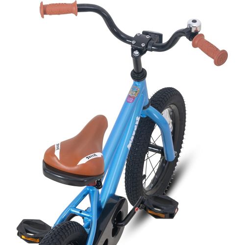  JOYSTAR Totem Kids Bike for 2-9 Years Old Boys Girls, BMX Style Kid Bicycles 12 14 16 18 Inch with Training Wheels, 18 Inch Children Bikes with Kickstand and Handbrake, Blue Ivory