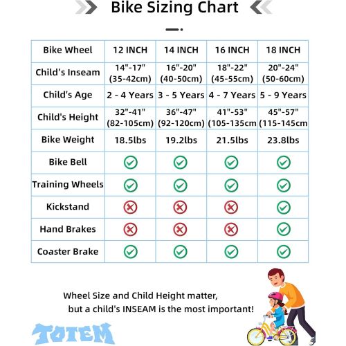  JOYSTAR Totem Kids Bike for 2-9 Years Old Boys Girls, BMX Style Kid Bicycles 12 14 16 18 Inch with Training Wheels, 18 Inch Children Bikes with Kickstand and Handbrake, Blue Ivory