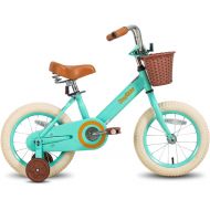 JOYSTAR Vintage 12 & 14 & 16 & 18 Inch Kids Bike with Basket & Training Wheels for 2-9 Years Old Girls & Boys (Green, Beige & Pink)