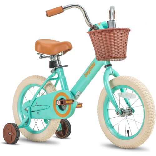  JOYSTAR Vintage 12 & 14 & 16 & 18 Inch Kids Bike with Basket & Training Wheels for 2-9 Years Old Girls & Boys (Green, Beige & Pink)