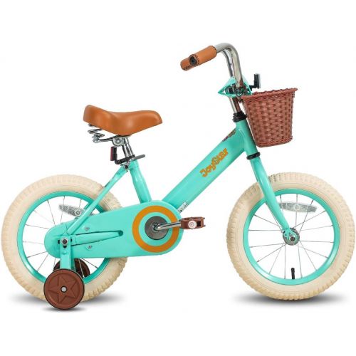  JOYSTAR Vintage 12 & 14 & 16 & 18 Inch Kids Bike with Basket & Training Wheels for 2-9 Years Old Girls & Boys (Green, Beige & Pink)