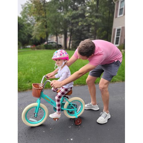  JOYSTAR Vintage 12 & 14 & 16 & 18 Inch Kids Bike with Basket & Training Wheels for 2-9 Years Old Girls & Boys (Green, Beige & Pink)