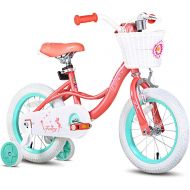 JOYSTAR 12 14 16 18” Kids Bike with Training Wheels & Handbrakes for 2-9 Years Old Girls, Toddler Girls Bikes, Corel Pink, Pink & Purple
