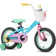 JOYSTAR 12 14 16“ Kids Bike for 2-7 Years Girls 33-53 Inch Tall, Girls Toddler Bicycle with Basket, Training Wheels & Coaster Brake, Rainbow Bike, Macarons