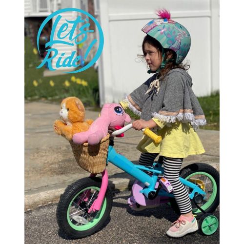  JOYSTAR 12 14 16“ Kids Bike for 2-7 Years Girls 33-53 Inch Tall, Girls Toddler Bicycle with Basket, Training Wheels & Coaster Brake, Rainbow Bike, Macarons