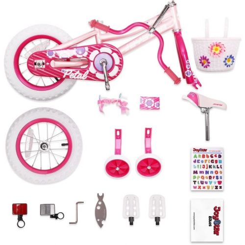  JOYSTAR Petal Girls Bike for Toddlers and Kids Age 2-10 Years, 12 14 16 Inch Kids Bike with Training Wheels and Basket, 20 Inch Children Bicycles with Kickstand, Pink Purple