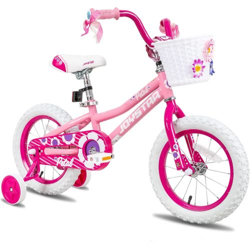  JOYSTAR Petal Girls Bike for Toddlers and Kids Age 2-10 Years, 12 14 16 Inch Kids Bike with Training Wheels and Basket, 20 Inch Children Bicycles with Kickstand, Pink Purple