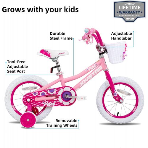  JOYSTAR Petal Girls Bike for Toddlers and Kids Age 2-10 Years, 12 14 16 Inch Kids Bike with Training Wheels and Basket, 20 Inch Children Bicycles with Kickstand, Pink Purple