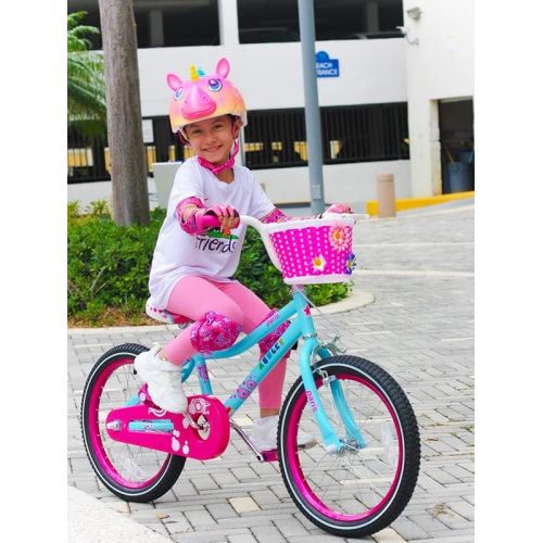  JOYSTAR Paris Girls Bike for Toddlers and Kids 2-9 Years Old, 12 14 16 18 Inch Kids Bike with Training Wheels, Basket and Handbrake, Kids Children Bicycle