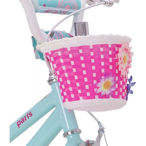  JOYSTAR Paris Girls Bike for Toddlers and Kids 2-9 Years Old, 12 14 16 18 Inch Kids Bike with Training Wheels, Basket and Handbrake, Kids Children Bicycle