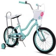 JOYSTAR 18 & 20 Girls Bike for Child Ages 5-12 Years, Kids Cruiser Bike with Front Handbrake and Rear Coaster Brakes, Classic Steel Frame, Kickstand Included, Green Pink Purple