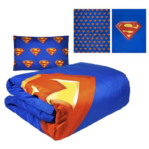  JPI Comforter Set Twin - Superman Shield - Twin Bed 86x 68 w/ 1 Pillow Sham - Compliments Bed Sheet Set, Bed Skirt, Quilts Queen Size, Queen Bed Set, King Size Bed