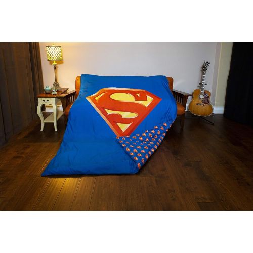  JPI Comforter Set Twin - Superman Shield - Twin Bed 86x 68 w/ 1 Pillow Sham - Compliments Bed Sheet Set, Bed Skirt, Quilts Queen Size, Queen Bed Set, King Size Bed