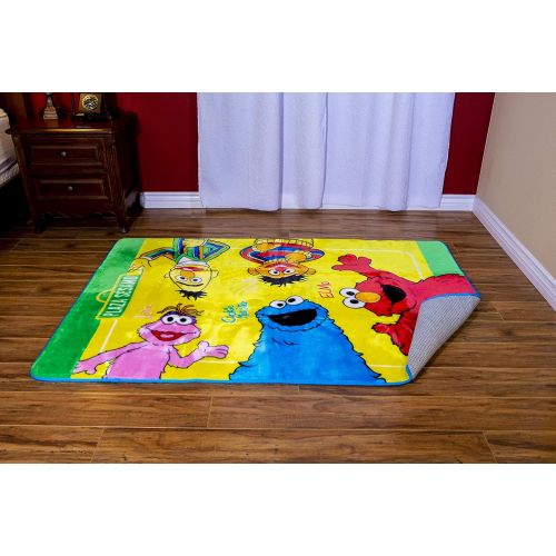  JPI Sesame Street Elmo & Friends Amigos Rug 48 x 72 - Officially Licensed - Super Soft & Thick Surface - Anti-Slip for Hard Surface Floor - 100% Polyester
