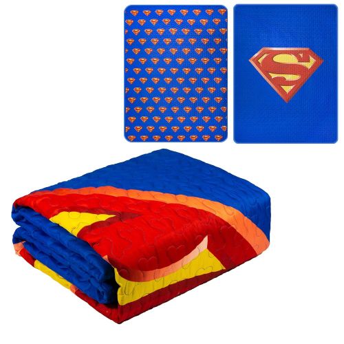  JPI Quilted Bedspreads All-Season Reversible Cooling Blanket - Superman Shield - Twin Bed 86x 68 - Compliments Bed Sheet Set, Bed Skirt, Quilts Queen Size, Queen Bed Set, King Size