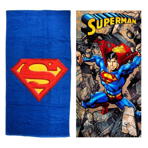  JPI 2pk Disney Marvel DC Looney Tunes Sesame Street Beach Bath Gym Kids Adult Towel Blanket (2pk Superman)