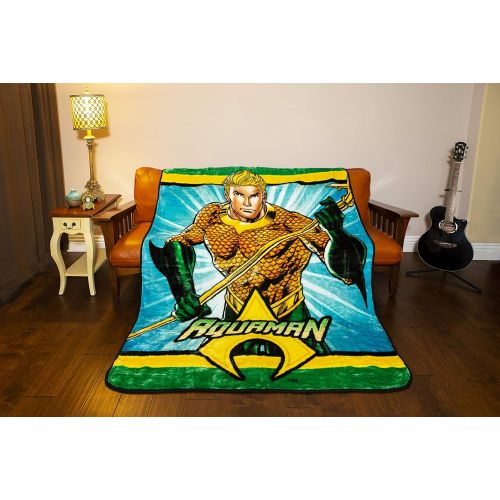  JPI Plush Throw Blanket - Aquaman Figure - Twin Bed 60x 80 - Faux Fur Blanket for Home Decor, Bedding Sets, Sofa Bed, Couch, Picnic Blanket, Camping Blanket