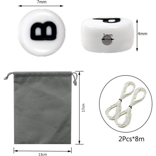  [아마존베스트]JPSOR 600pcs 4x7mm Acrylic White Round Letter Beads for Bracelets and Jewelry Making,with Thread & Pouch (A)