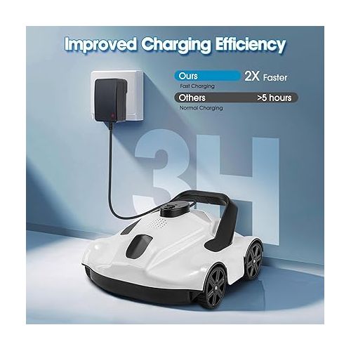  Cordless Pool Vacuum for Above Ground Pool,JQKJCAM Dual-Drive Motors Robotic Pool Cleaner Lasts 130 Mins,Self-Parking Technology,Lightweight,Fast Charging,Up to 860 Sq.ft(White)