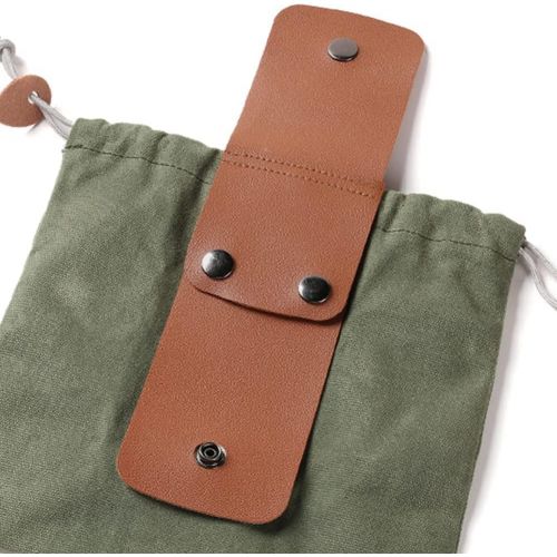  JQWSVE Waxed Canvas Foraging Pouch, Collapsible Outdoor Camping Leather Waxed Canvas Mushroom Foraging Bag Around Belts, Leather Bushcraft Belt Tinder Dump Bag for Hiking Camping