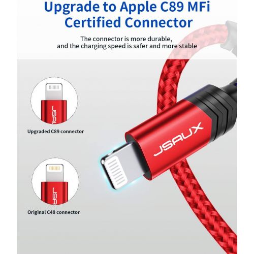  [아마존베스트]JSAUX iPhone Charger Cable, [Apple MFi Certified] Lightning Cable 6ft Nylon Braided USB Fast Charging Cord Compatible with iPhone Xs Max X XR 8 7 6s 6 Plus SE 5 5s 5c, iPad, iPod -