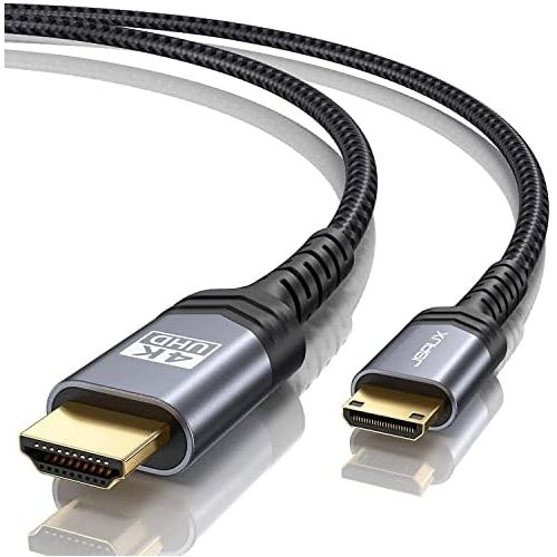  Mini HDMI to HDMI Cable 6FT, JSAUX [Aluminum Shell, Braided] High Speed 4K 60Hz HDMI 2.0 Cord, Compatible with Camera, Camcorder, Tablet and Graphics/Video Card, Laptop, Raspberry