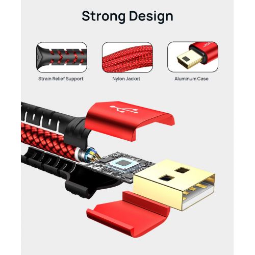  Mini USB Cable[2-Pack 3.3ft+10ft], JSAUX USB 2.0 A to Mini B Cable Charging Cord Compatible with Ti-84 Plus CE Graphing Calculators, PS3 Controller, GoPro, Digital Camera, GPS Rece