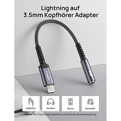  [아마존베스트]JSAUX iPhone Lightning to 3.5 mm Jack Adapter MFi Certified iPhone Headphone Adapter Lightning Aux Audio Adapter for iPhone 12/12 Pro/11/11 Pro/SE/8/7/6/8 Plus/7 Plus/6 Plus, All i