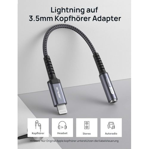  [아마존베스트]JSAUX iPhone Lightning to 3.5 mm Jack Adapter MFi Certified iPhone Headphone Adapter Lightning Aux Audio Adapter for iPhone 12/12 Pro/11/11 Pro/SE/8/7/6/8 Plus/7 Plus/6 Plus, All i