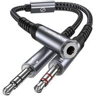 [아마존베스트]JSAUX Audio Splitter Y Adapter Jack Aux Cable 3.5 mm Female to Double 3.5 mm Jack Plug [Headset & Microphone] 28 cm Headset Audio Y Splitter Cable for Headphones/Headphones/PC etc.