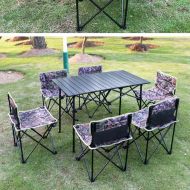 JSFQ Outdoor Portable Folding Table and Chair Combination Set, Dormitory Home Student Picnic Barbecue, Seven-Piece Set