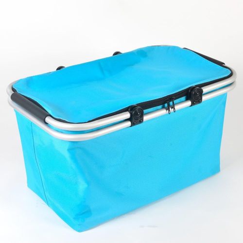  JSWD Insulated Picnic Basket - 32L Large Size Collapsible Cooler Bag Lunch Basket for Outdoor Picnic or Camping Use (Blue)