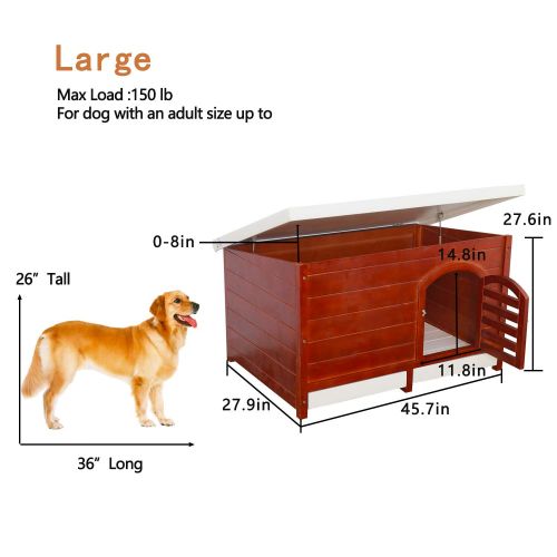  JSY Home Furniture JSY Pine Dog House Kennel with Semi-Open Roof & Detachable Bottom Plank for Indoor/Outdoor