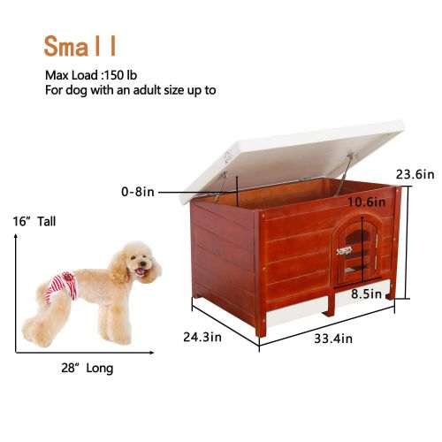 JSY Home Furniture JSY Pine Dog House Kennel with Semi-Open Roof & Detachable Bottom Plank for Indoor/Outdoor