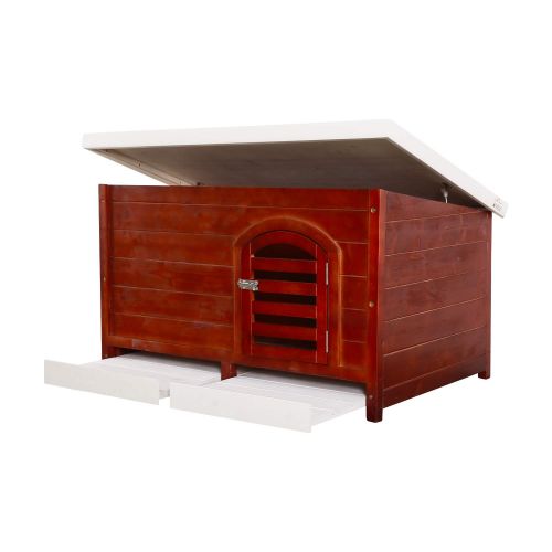  JSY Home Furniture JSY Pine Dog House Kennel with Semi-Open Roof & Detachable Bottom Plank for Indoor/Outdoor