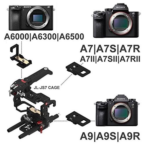  JTZ DP30 JL-JS7 Camera Cage Video Stabilizer with 15mm Rail Rod Base plate Rig and Electronic Top Handle+ Electronic Hand Grip for SONY A6000 A6300 A6500 Cameras (Zoom, REC Start/S