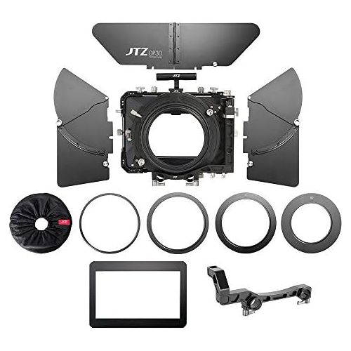  JTZ DP30 Camera Cage with 15mm Rail Rod Baseplate Rig and Top Handle+4×4 Carbon Fiber Matte Box+Follow Focus+Power Supply(LE Version) for Sony A6000 A6300 A6500 DSLR Camera