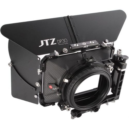  JTZ DP30 Camera Cage with 15mm Rail Rod Baseplate Rig and Top Handle+4×4 Carbon Fiber Matte Box+Follow Focus+Power Supply(LE Version) for Sony A6000 A6300 A6500 DSLR Camera