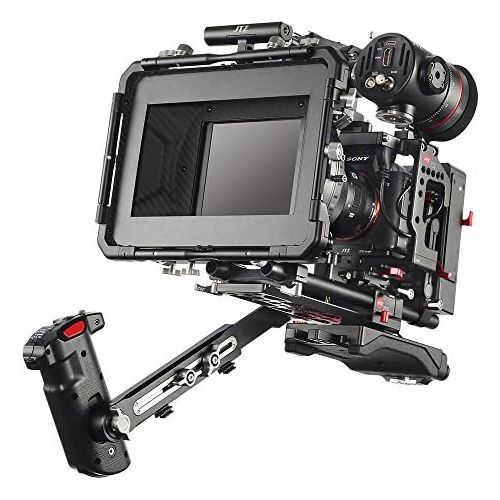  JTZ DP30 Camera Cage + 15mm Rail Base Plate Rig&Top Handle+Shouder Pad&Handle Grip+Carbon Fiber Matte Box+Follow Focus+Power Supply for Sony A7III A7RIII A7SIII A9 A9II A7RIV Camer