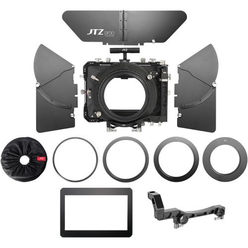  JTZ DP30 Camera Cage + 15mm Rail Base Plate Rig&Top Handle+Shouder Pad&Handle Grip+Carbon Fiber Matte Box+Follow Focus+Power Supply for Sony A7III A7RIII A7SIII A9 A9II A7RIV Camer