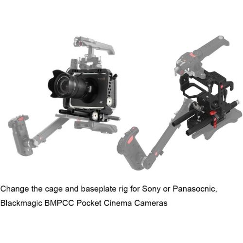  JTZ DP30 Camera Cage with 15mm Rail Rod Baseplate Rig and Top Handle + Electronic Handle Grip + Shoulder Pad Extension Arm Bracket Support for Blackmagic Cinema Camera BMCC Camera
