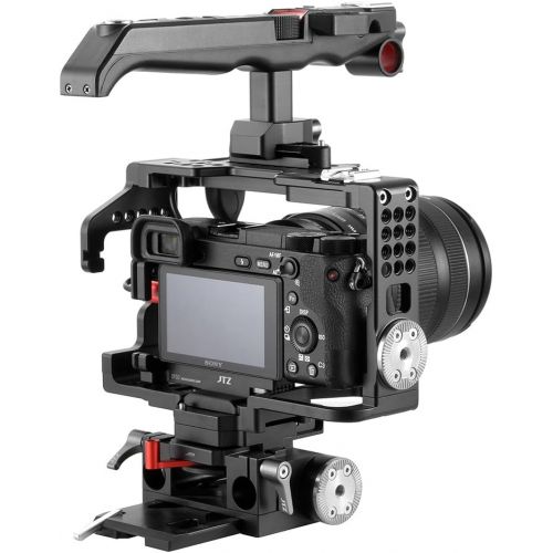  JTZ DP30 JL-JS7 Camera Cage with 15mm Rail Rod Baseplate Rig and Top Handle+ Electric Handle Grip for SONY A6000 A6300 A6500 Dslr Cameras